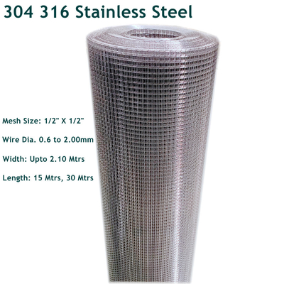 Roestvrij staal 304 Rang 316 laste Draadnetwerk 12x12mm Gatennetwerk 1/2 
